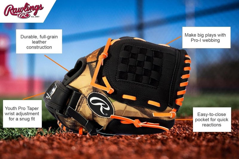 Rawlings Playmaker Camo Kids Baseball Glove for Kids 5-8 - TBall Glove – 10.5" - Right Hand Throw - Glove Fits on Left Hand - Make Selection Carefully - Image 5